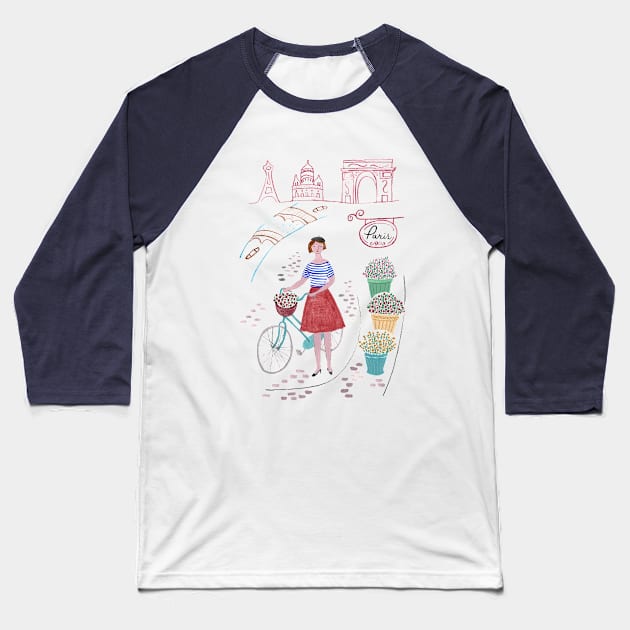 Paris the lovely city Baseball T-Shirt by EpoqueGraphics